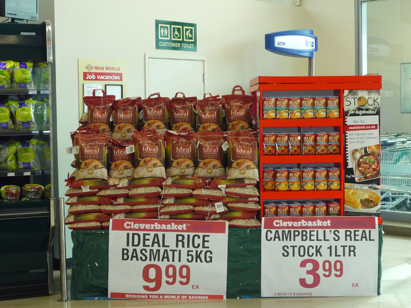 Premium HAS Rice products in international store displays